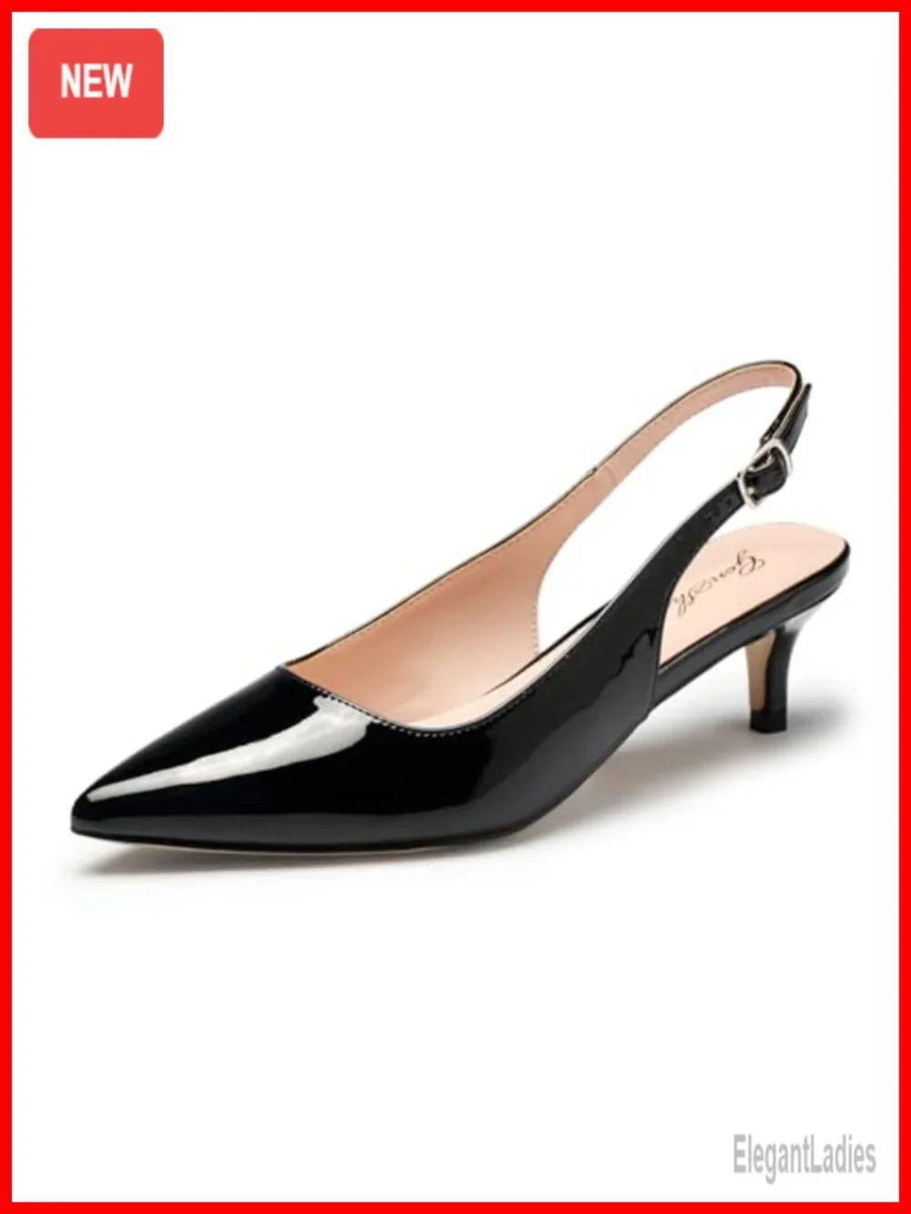 Low Kitten Heels Slingback Dressy Pumps Pointed Closed Toe Ankle Strap Wedding